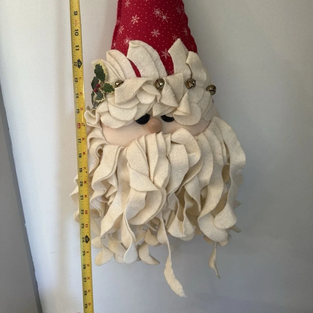 Santa Claus Plush Face Wall Hanging Handmade Pillow Vintage Christmas Retro VTG